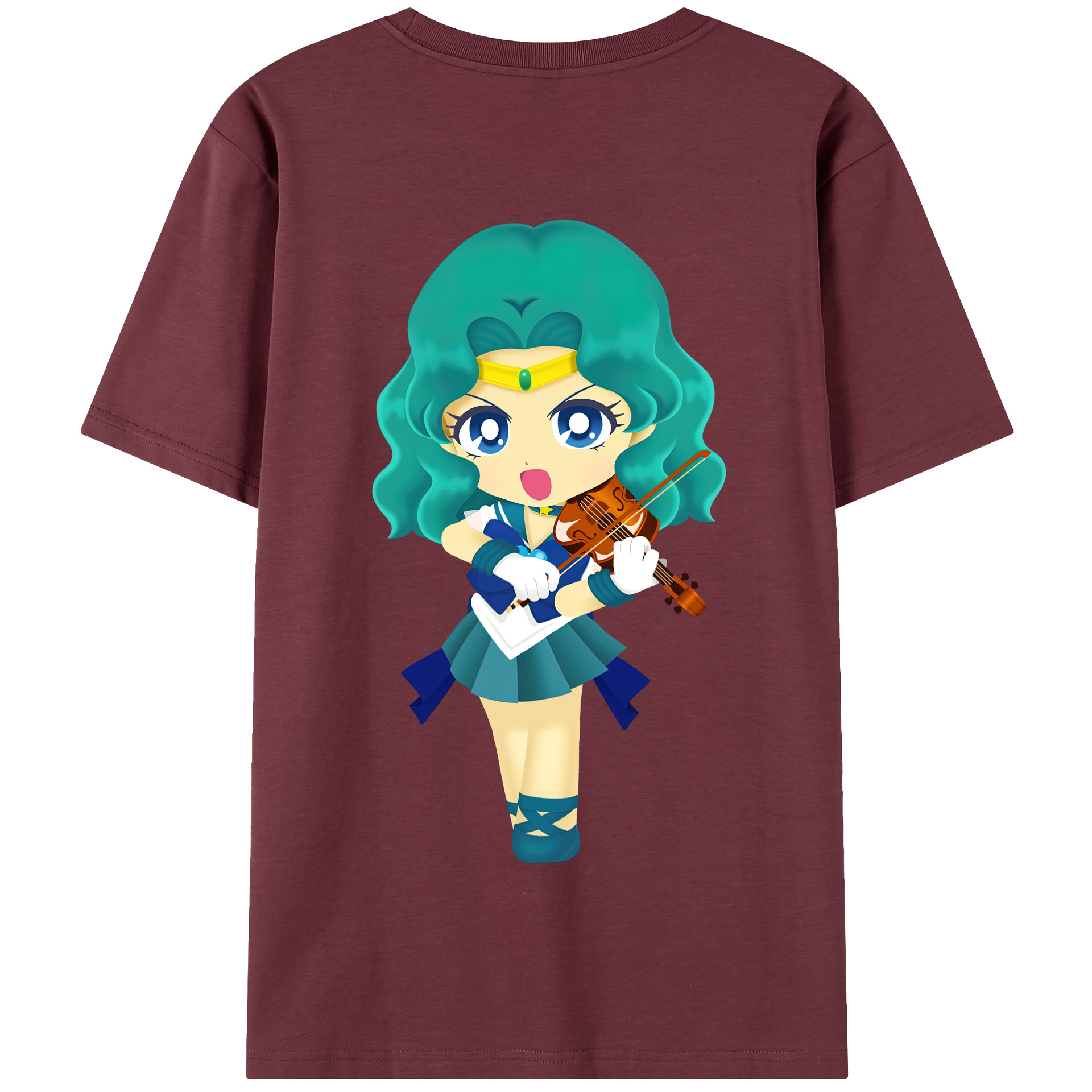（画像用） 美少女戦士セーラームーン 海王 みちる（かいおう みちる） Sailor Moon Kaiou Michiru 綿100％半袖Tシャツ（背面プリント）